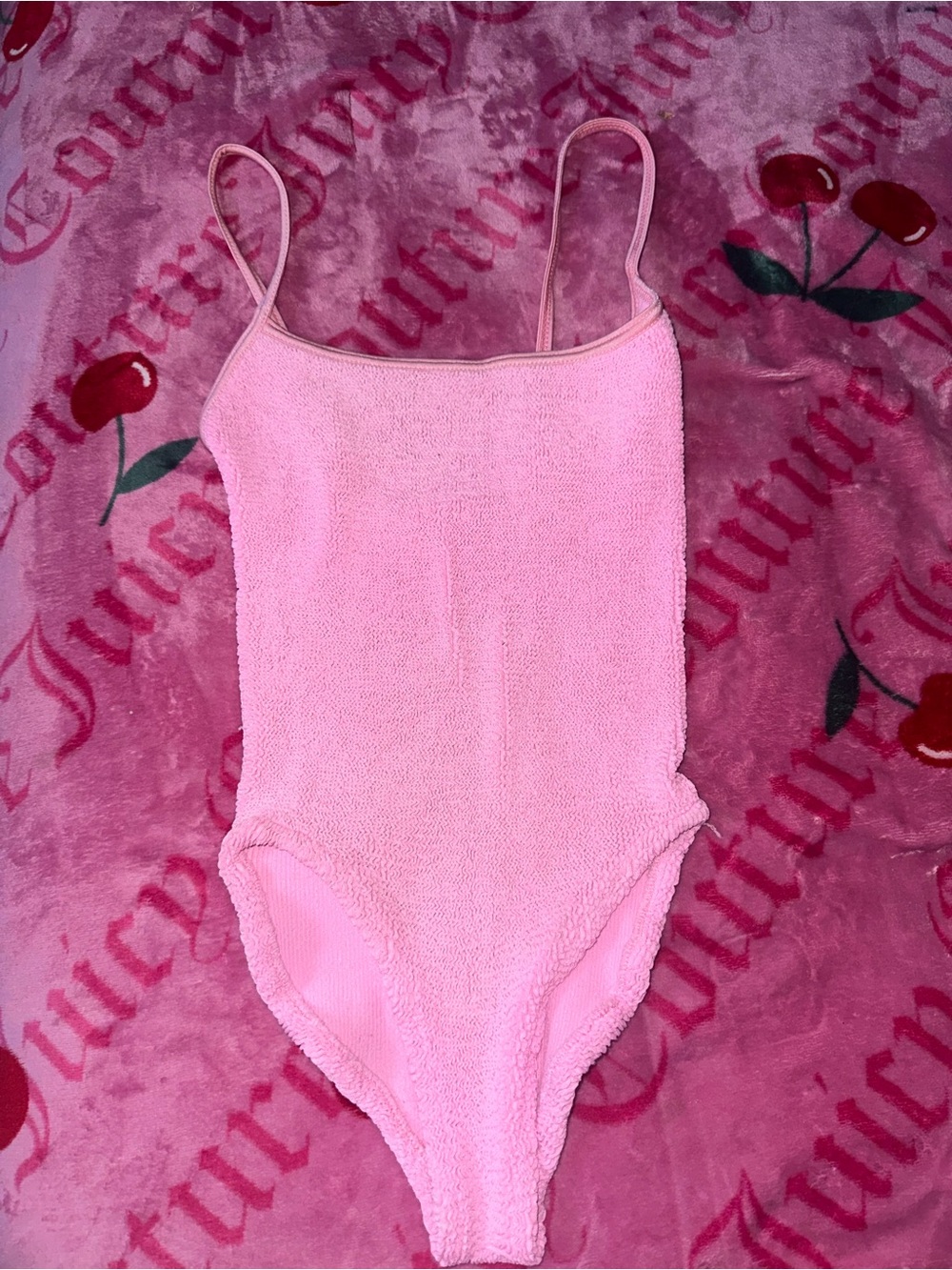 Hunza G Pink Terry One-Piece Swimsuit